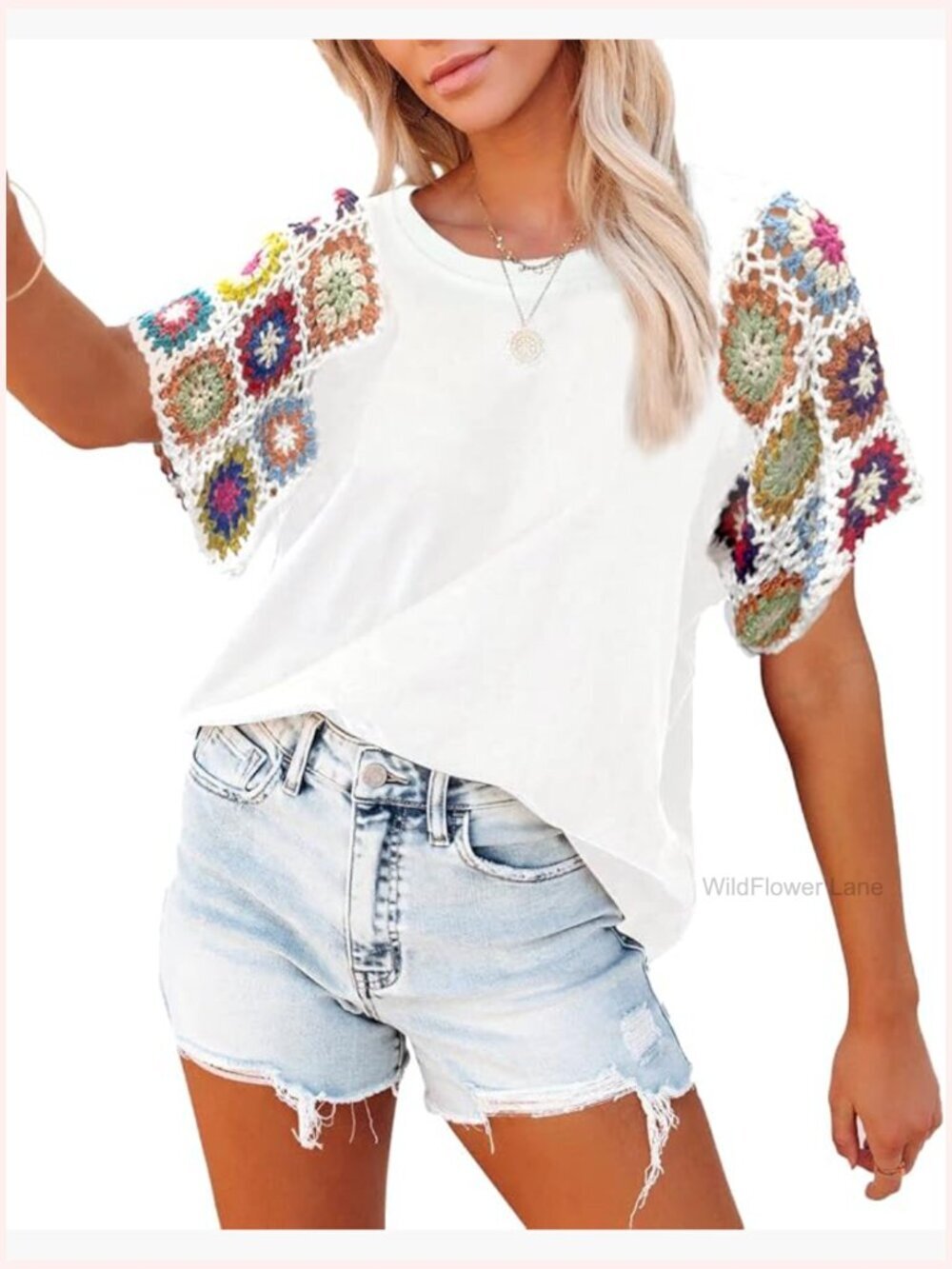 Women's Short Sleeve Crew Neck Cotton Tunic Top Loose Fit Casual Tee